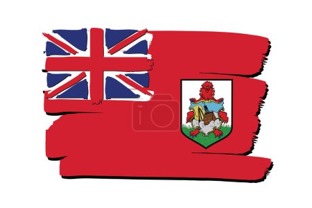 Téléchargez les photos : Drapeau des Bermudes avec des lignes dessinées à la main colorées au format vectoriel - en image libre de droit