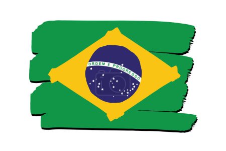 Téléchargez les photos : Drapeau du Brésil avec des lignes dessinées à la main colorées au format vectoriel - en image libre de droit