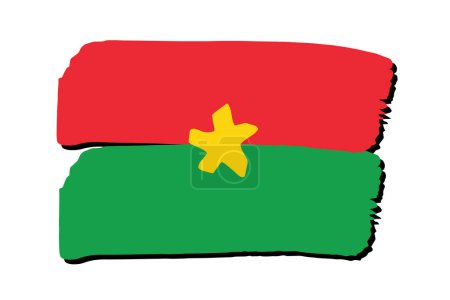 Téléchargez les photos : Burkina Faso Drapeau avec des lignes dessinées à la main en format vectoriel - en image libre de droit