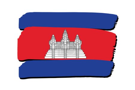 Téléchargez les photos : Drapeau du Cambodge avec des lignes dessinées à la main colorées au format vectoriel - en image libre de droit