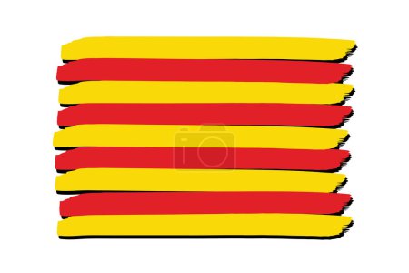 Téléchargez les photos : Drapeau de Catalogne avec des lignes dessinées à la main colorées au format vectoriel - en image libre de droit