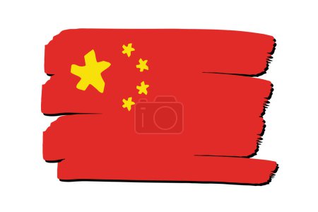 Téléchargez les photos : Drapeau de la Chine avec des lignes dessinées à la main colorées au format vectoriel - en image libre de droit
