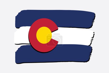 Téléchargez les photos : Drapeau de l'État du Colorado avec des lignes dessinées à la main colorées au format vectoriel - en image libre de droit