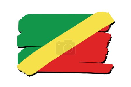 Téléchargez les photos : République du Congo Drapeau avec des lignes dessinées à la main colorées au format vectoriel - en image libre de droit