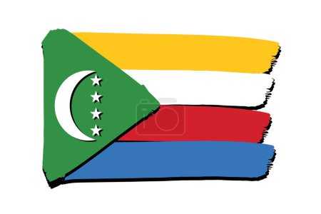 Téléchargez les photos : Comores Drapeau avec des lignes dessinées à la main colorées au format vectoriel - en image libre de droit