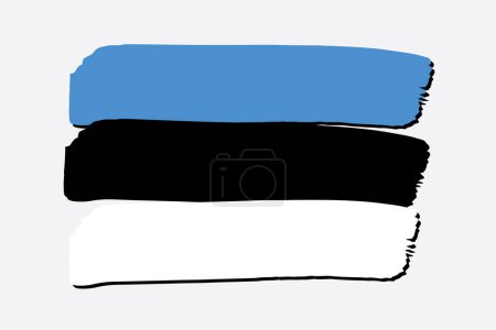 Téléchargez les photos : Estonie Drapeau avec des lignes dessinées à la main colorées au format vectoriel - en image libre de droit