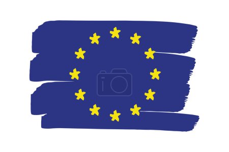 Téléchargez les photos : Drapeau de l'Union européenne avec des lignes dessinées à la main colorées au format vectoriel - en image libre de droit