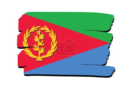 Illustration for Eritrea Flag with colored hand drawn lines in Vector Format - Royalty Free Image