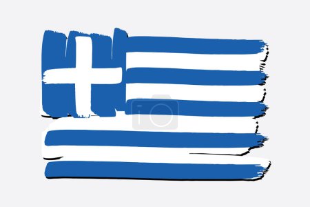 Téléchargez les photos : Grèce Drapeau avec des lignes dessinées à la main colorées au format vectoriel - en image libre de droit