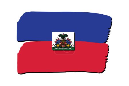 Téléchargez les photos : Haïti Drapeau avec des lignes dessinées à la main colorées au format vectoriel - en image libre de droit