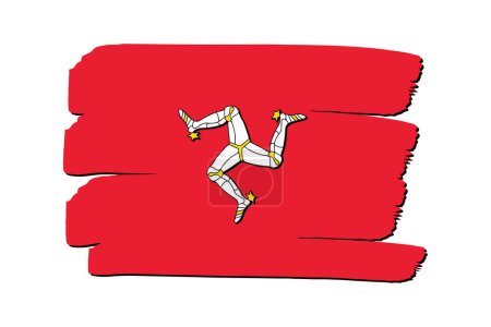 Téléchargez les photos : Drapeau de l'île de Man avec des lignes dessinées à la main colorées au format vectoriel - en image libre de droit