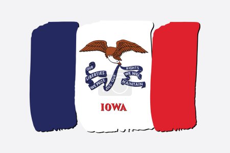 Téléchargez les photos : Iowa State Drapeau avec des lignes dessinées à la main colorées au format vectoriel - en image libre de droit