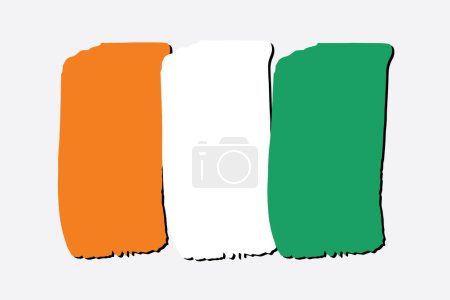 Téléchargez les photos : Drapeau de Côte d'Ivoire avec des lignes dessinées à la main colorées au format vectoriel - en image libre de droit