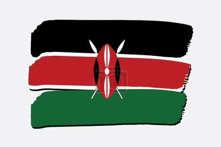 Téléchargez les photos : Drapeau du Kenya avec des lignes dessinées à la main colorées au format vectoriel - en image libre de droit