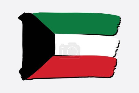 Téléchargez les photos : Koweït Drapeau avec des lignes dessinées à la main colorées au format vectoriel - en image libre de droit