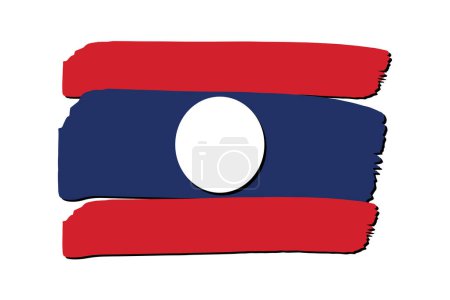 Téléchargez les photos : Laos Drapeau avec des lignes dessinées à la main colorées au format vectoriel - en image libre de droit