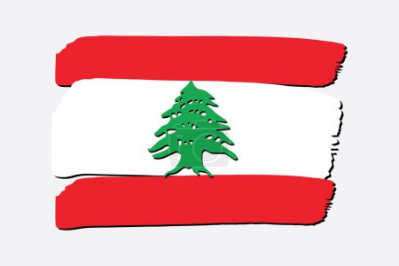 Téléchargez les photos : Drapeau Liban avec des lignes dessinées à la main colorées au format vectoriel - en image libre de droit