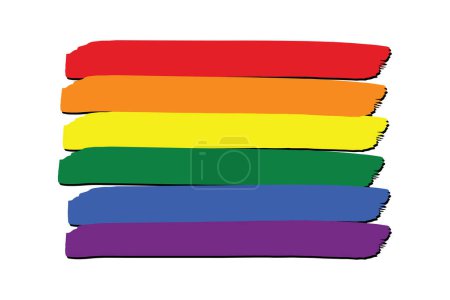 Téléchargez les photos : Drapeau LGBT avec des lignes dessinées à la main colorées au format vectoriel. Un drapeau arc-en-ciel à six bandes représentant les LGBT. - en image libre de droit