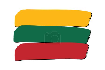 Téléchargez les photos : Lituanie Drapeau avec des lignes dessinées à la main colorées au format vectoriel - en image libre de droit