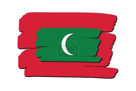 Téléchargez les photos : Drapeau des Maldives avec des lignes dessinées à la main colorées au format vectoriel - en image libre de droit