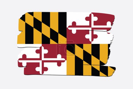 Téléchargez les photos : Maryland State Drapeau avec des lignes dessinées à la main colorées au format vectoriel - en image libre de droit
