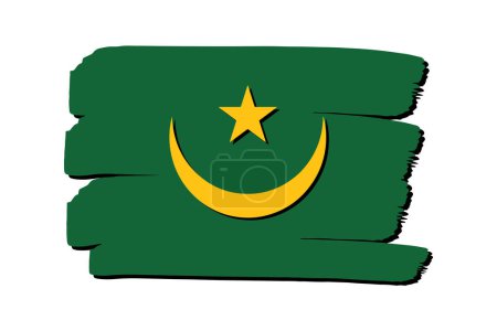 Téléchargez les photos : Mauritanie Drapeau avec des lignes dessinées à la main colorées au format vectoriel - en image libre de droit