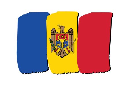 Téléchargez les photos : Moldavie Drapeau avec des lignes dessinées à la main en format vectoriel - en image libre de droit