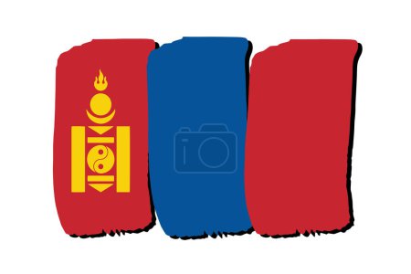 Téléchargez les photos : Drapeau de Mongolie avec des lignes dessinées à la main colorées au format vectoriel - en image libre de droit