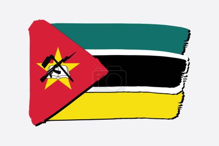 Téléchargez les photos : Mozambique Drapeau avec des lignes dessinées à la main colorées au format vectoriel - en image libre de droit