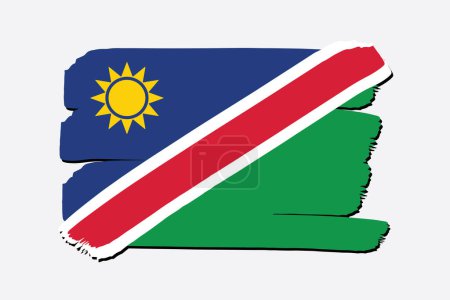 Téléchargez les photos : Namibie Drapeau avec des lignes dessinées à la main colorées au format vectoriel - en image libre de droit
