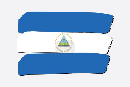 Téléchargez les photos : Nicaragua Drapeau avec des lignes dessinées à la main colorées au format vectoriel - en image libre de droit