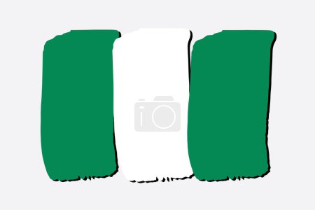 Téléchargez les photos : Nigéria Drapeau avec des lignes dessinées à la main colorées au format vectoriel - en image libre de droit
