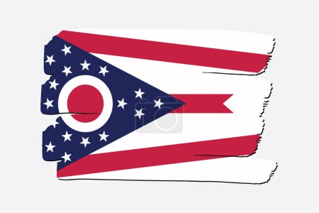 Téléchargez les photos : Ohio State Drapeau avec des lignes dessinées à la main colorées au format vectoriel - en image libre de droit