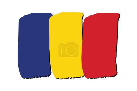 Téléchargez les photos : Roumanie Drapeau avec des lignes dessinées à la main colorées au format vectoriel - en image libre de droit
