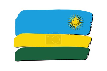 Téléchargez les photos : Rwanda Drapeau avec des lignes dessinées à la main colorées au format vectoriel - en image libre de droit