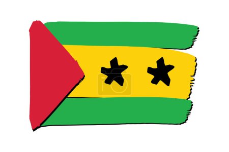 Téléchargez les photos : Drapeau Sao Tomé-et-Principe avec lignes dessinées à la main en format vectoriel - en image libre de droit