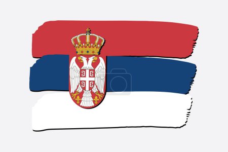 Téléchargez les photos : Serbie Drapeau avec des lignes dessinées à la main colorées au format vectoriel - en image libre de droit