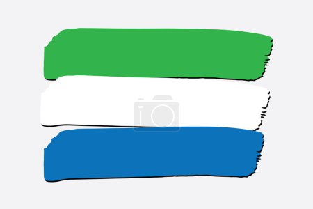 Téléchargez les photos : Sierra Leone Drapeau avec des lignes dessinées à la main colorées au format vectoriel - en image libre de droit