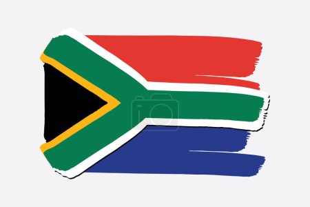 Téléchargez les photos : Afrique du Sud Drapeau avec des lignes dessinées à la main colorées au format vectoriel - en image libre de droit