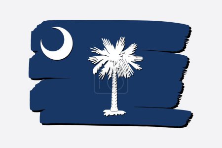 Téléchargez les photos : Drapeau de l'État de Caroline du Sud avec des lignes dessinées à la main colorées au format vectoriel - en image libre de droit
