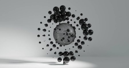 Fluid abstract black spheres that blend