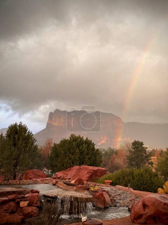 Photo for Rainy day rainbow in the red rocks of Sedona - Royalty Free Image