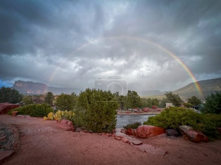 Photo for Rainy day rainbow in the red rocks of Sedona - Royalty Free Image