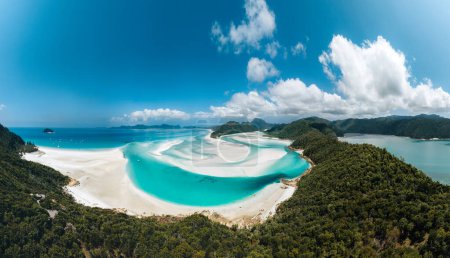 Photo for Aerial Drone view of Whitehaven Beach in the Whitsundays, Queensland, Australia. Photo taken in Australia - Royalty Free Image