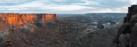 Photo for Scenic view on Split Mountain Canyon seen from Grand View Point Overlook near Moab, Island in the Sky District, Canyonlands National Park, San Juan County, Utah, USA. - Royalty Free Image