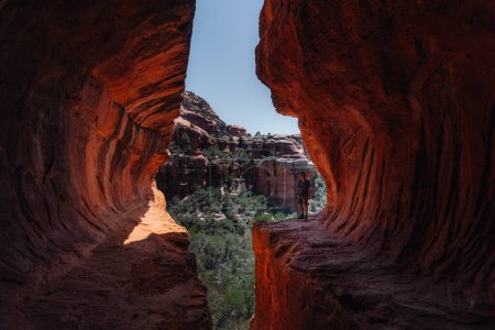 Photo for Secret Subway Cave in Sedona Arizona, America, USA. Popular Hiking destination. Famous travel concept after Covid. Photo taken in USA. - Royalty Free Image