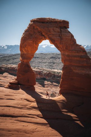 Photo for Beautiful panorama of the delicate arch in the arches national park in moab, united states of america on a sunny day with blue sky and cloud - Royalty Free Image