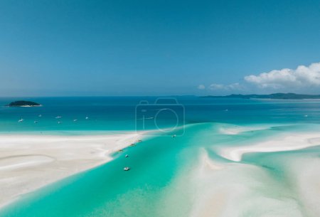 Photo for Aerial Drone view of Whitehaven Beach in the Whitsundays, Queensland, Australia. Photo taken in Australia - Royalty Free Image