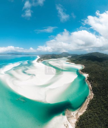 Whitehaven Beach and Hill inlet. Aerial Drone Shot. Whitsundays Queensland Australia, Airlie Beach