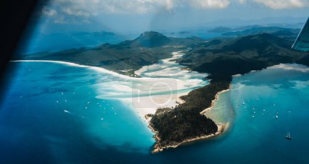 Whitehaven Beach and Hill inlet. Aerial Drone Shot. Whitsundays Queensland Australia, Airlie Beach